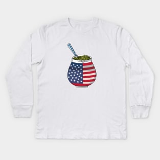 Yerba Mate USA Flag Kids Long Sleeve T-Shirt